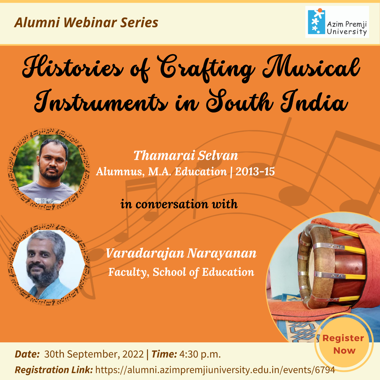 Histories of Crafting Musical Instuments in South India Alumni Webinar Series Azim Premji University