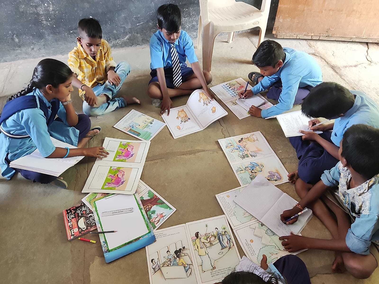 Students doing group study