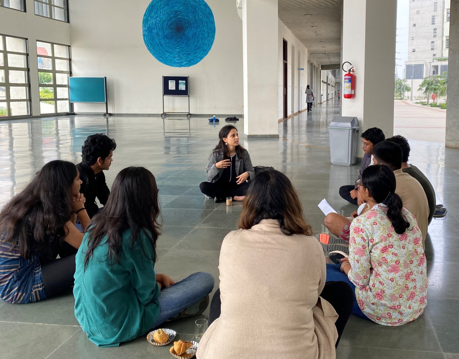 Students snacks time in Hinge and faculty