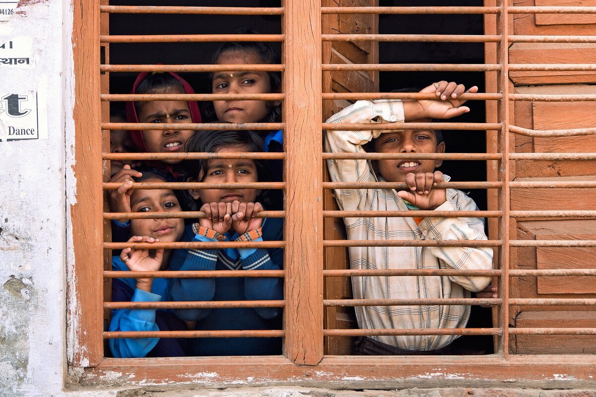 Indian School window and Children 1920