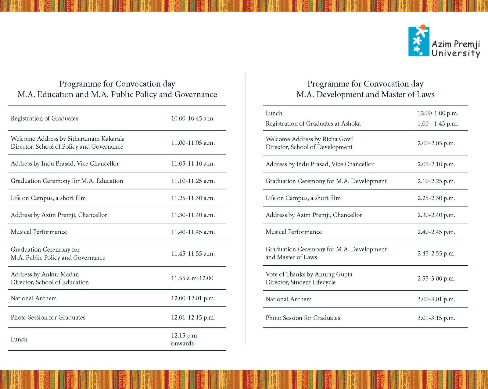 PG Convocation 2023 Agenda