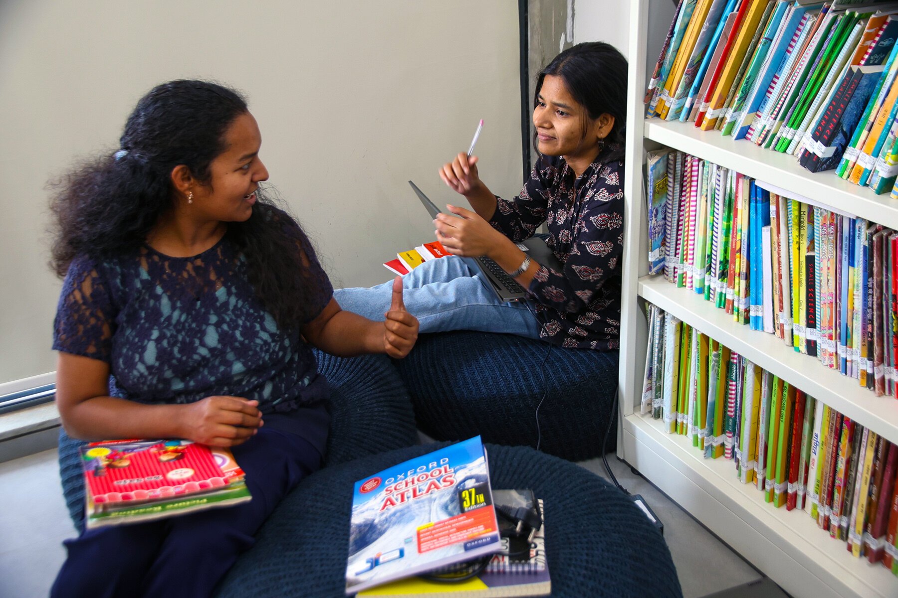 Students in library