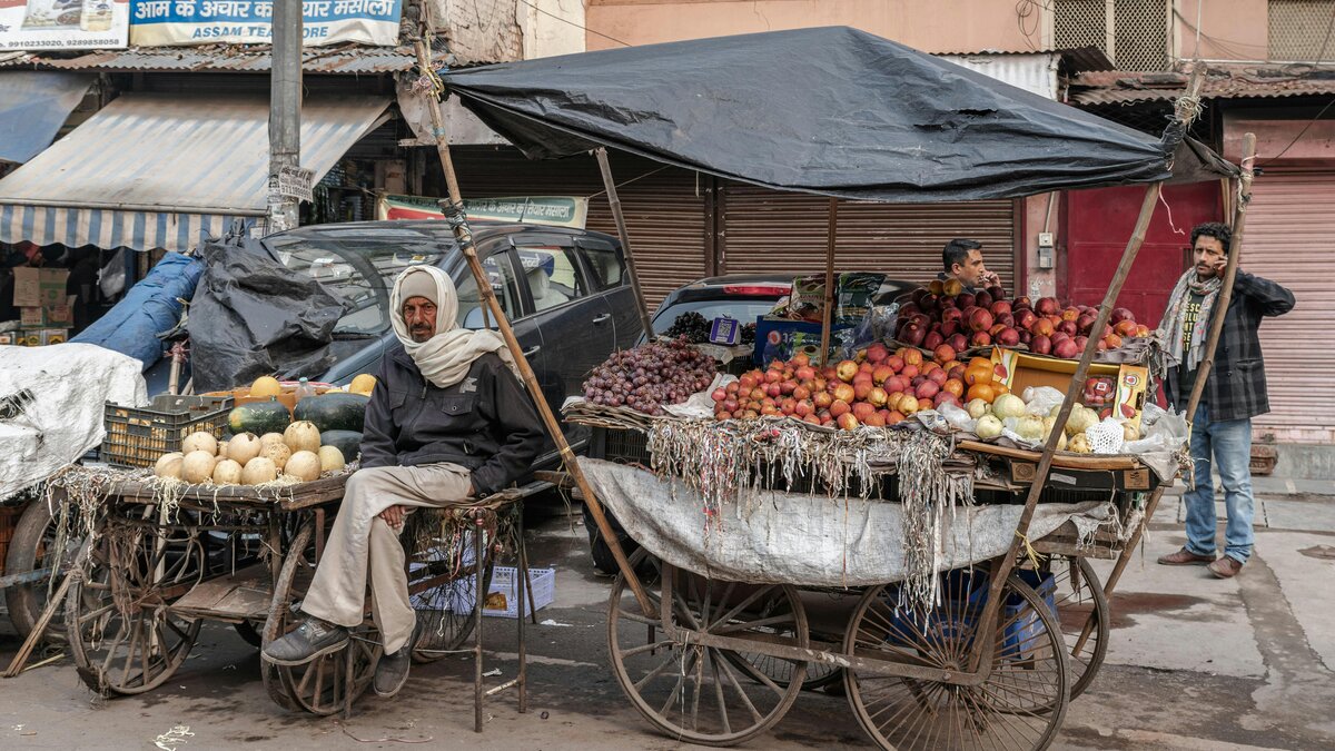 A fruit vendor on the streets of Delhi