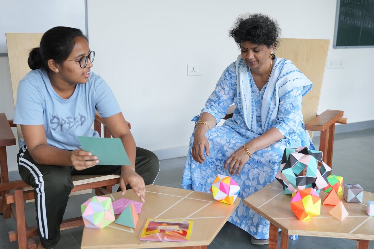 Shantha and her student origami min